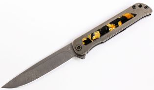 Medford T-Bone S45VN Tumbled Tortoise Shell Folding Knife 